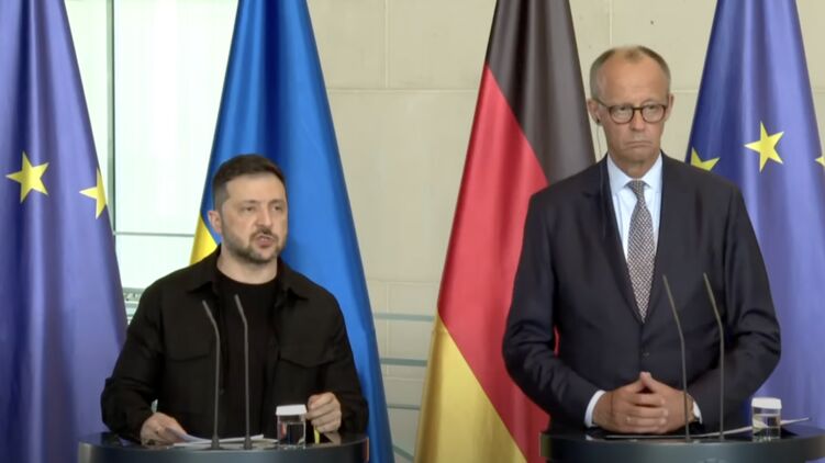 Зеленський та Мерц після дзвону з Трампом. Кадр із трансляції