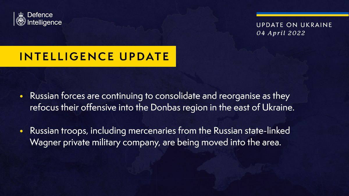Британская разведка о войне в Украине 4 апреля