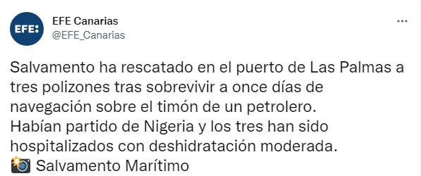 Скриншот из Твиттера Salvamento Maritimo