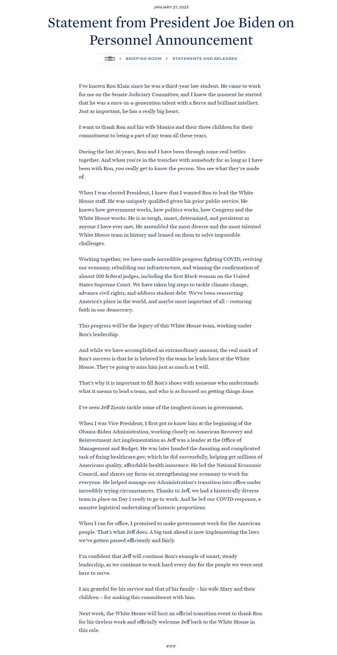 Скріншот із сайту Білого дому