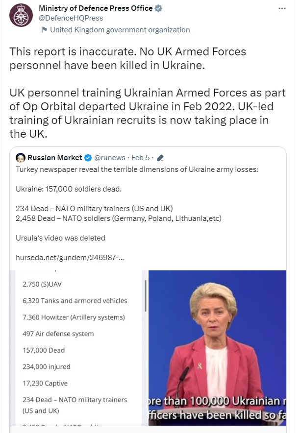 Скриншот из Твиттера Минобороны Великобритании