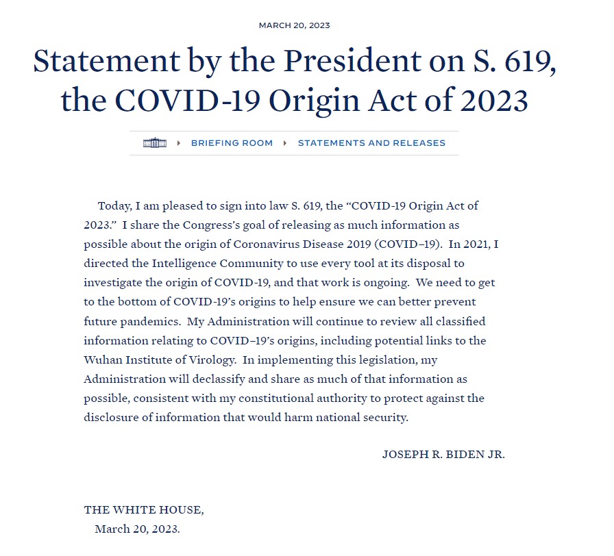 Скриншот с сайта Белого дома