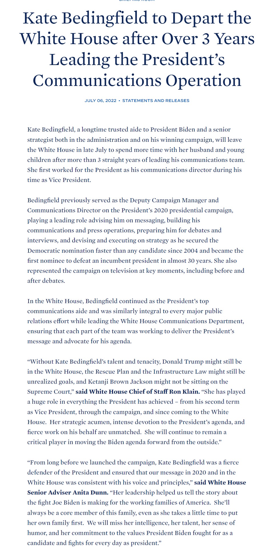 Скриншот с сайта Белого дома