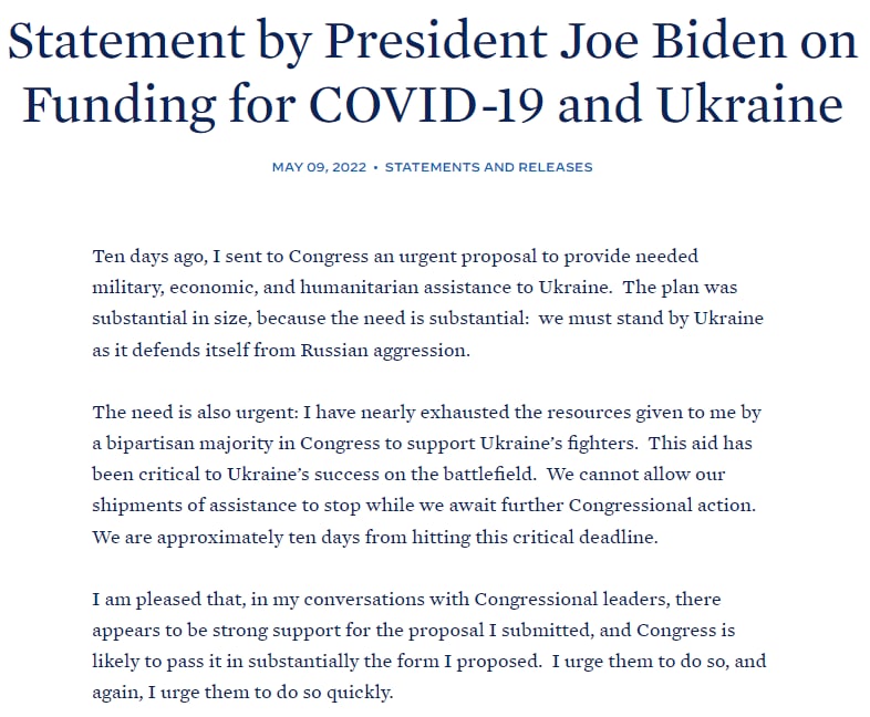 Скриншот с сайта Белого дома