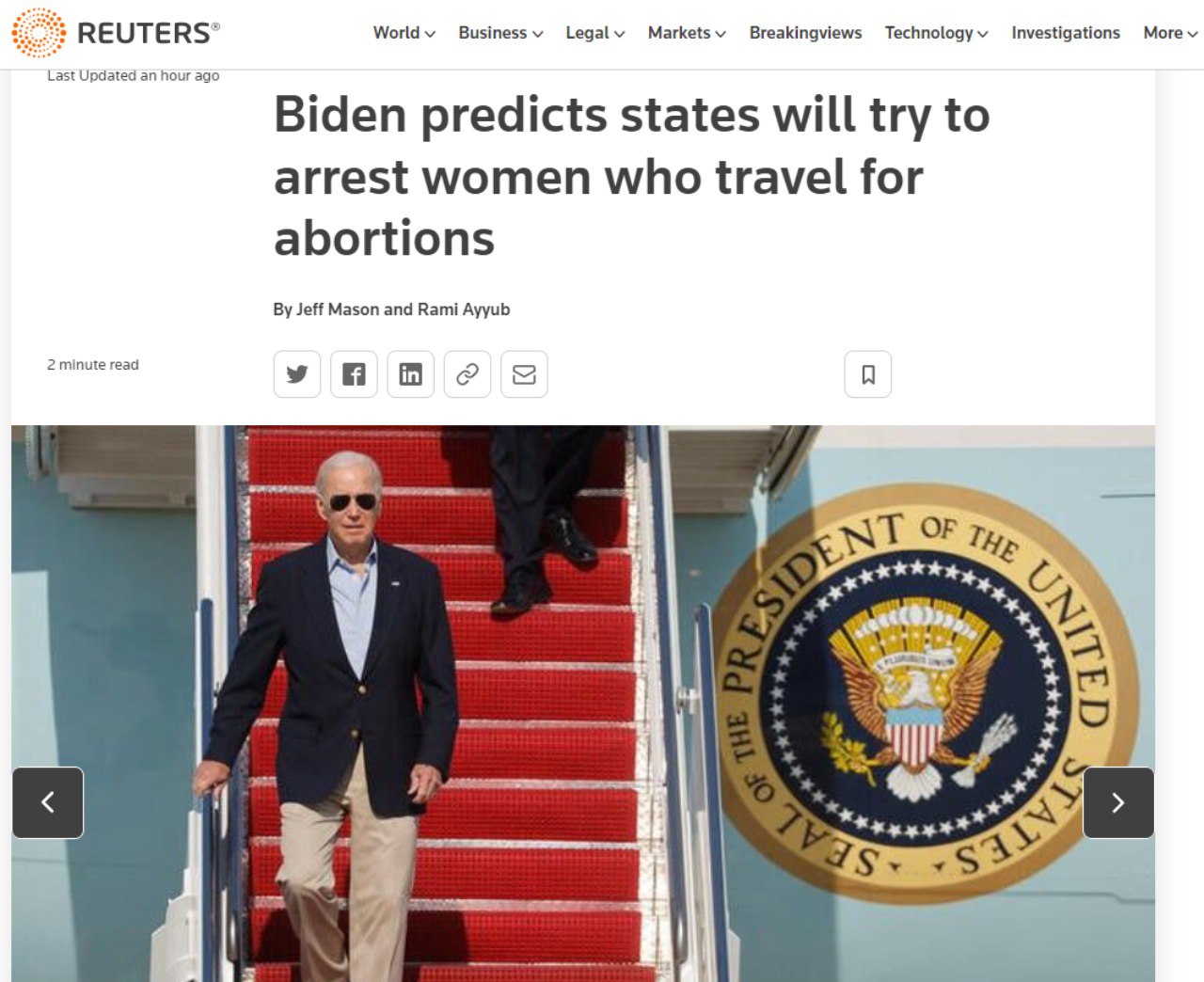 Скриншот с сайта Reuters