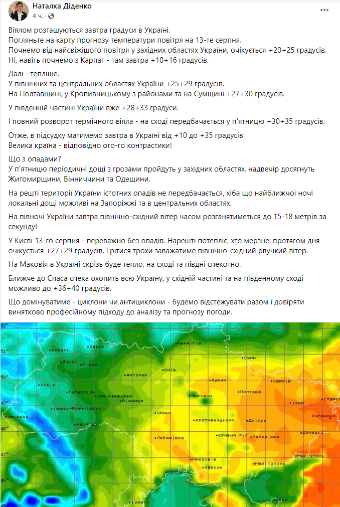 Прогноз Натальи Диденко на 13 августа