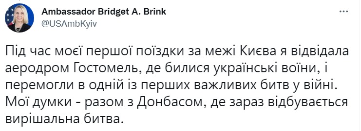 Скриншот из Твиттера Бриджит Бринк