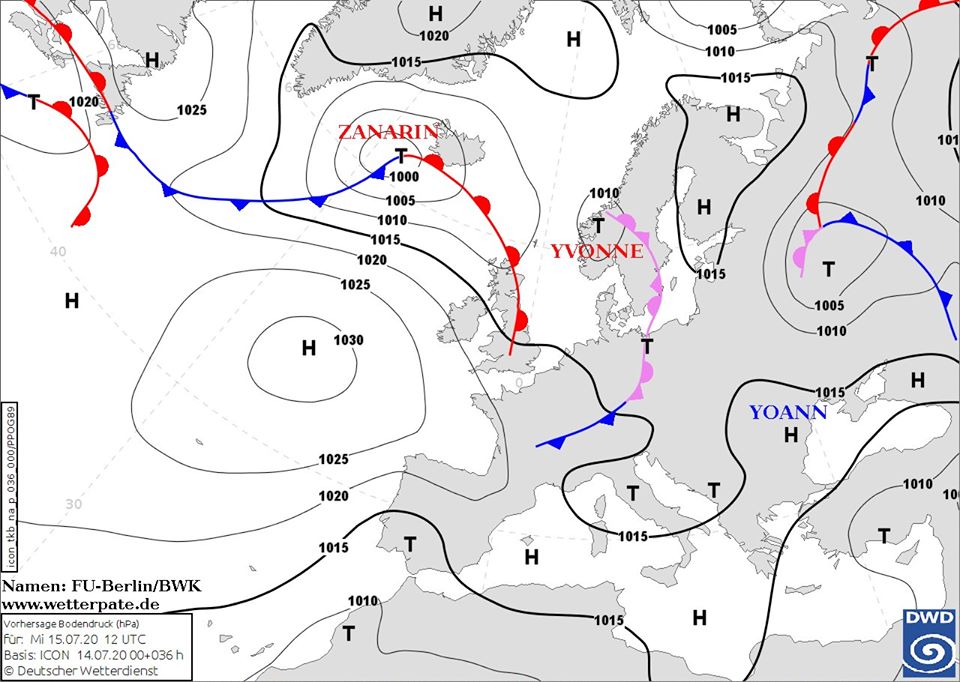 Карта погоды на 15 июля. Facebook-страница Натальи Диденко