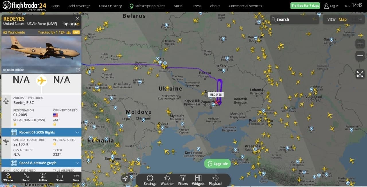 Данные сервиса Flightradar24