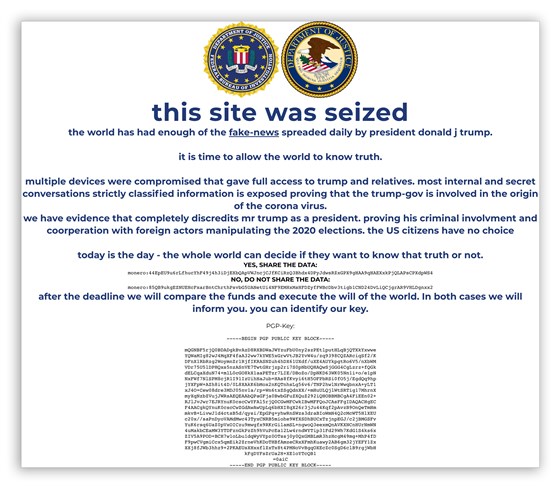 Стартовая страница www.donaldjtrump.com после взлома. Скриншот