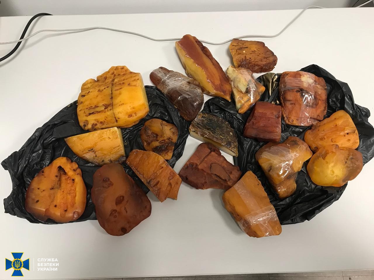Изъяли 18 редких камней необработанного янтаря