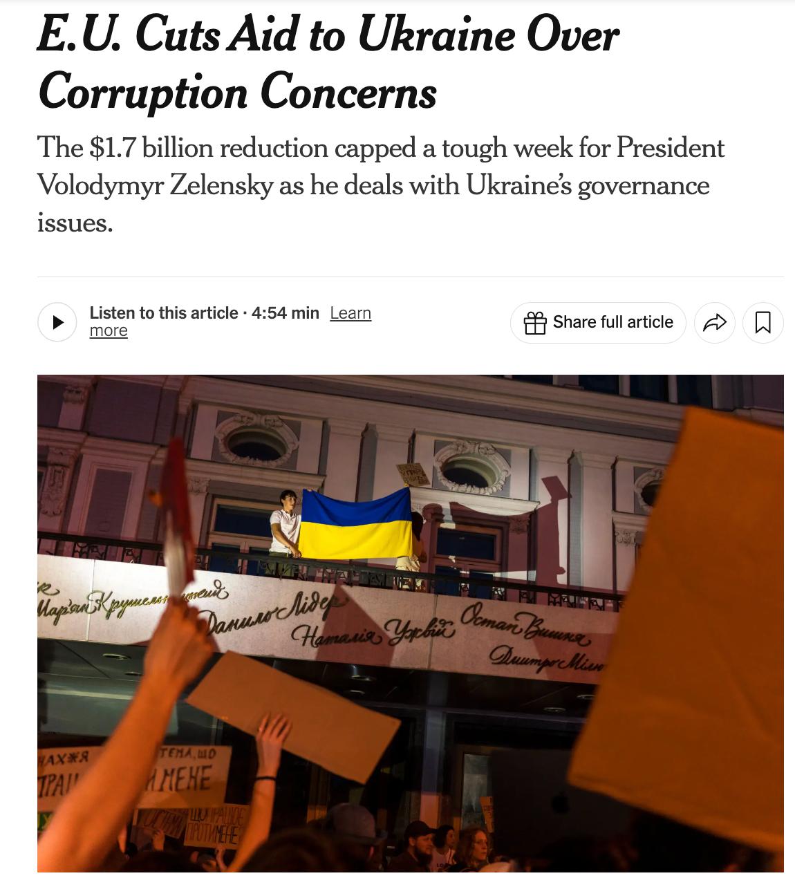 Снимок заголовка на nytimes.com