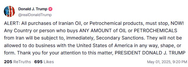 Снимок сообщения на truthsocial.com