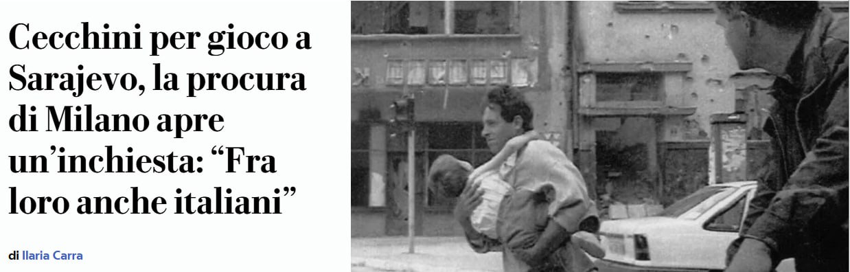 Знімок заголовка на repubblica.it - італійці їздили до Сараєва вбивати мирних жителів