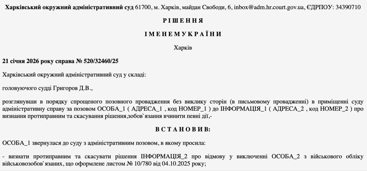 Снимок судебного решения на reyestr.court.gov.ua