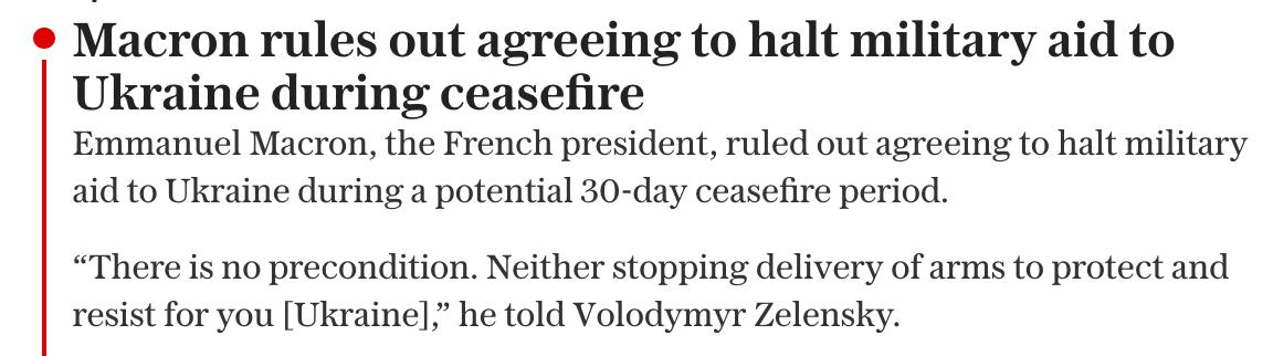 Снимок сообщения Макрона. Источник - Телеграм