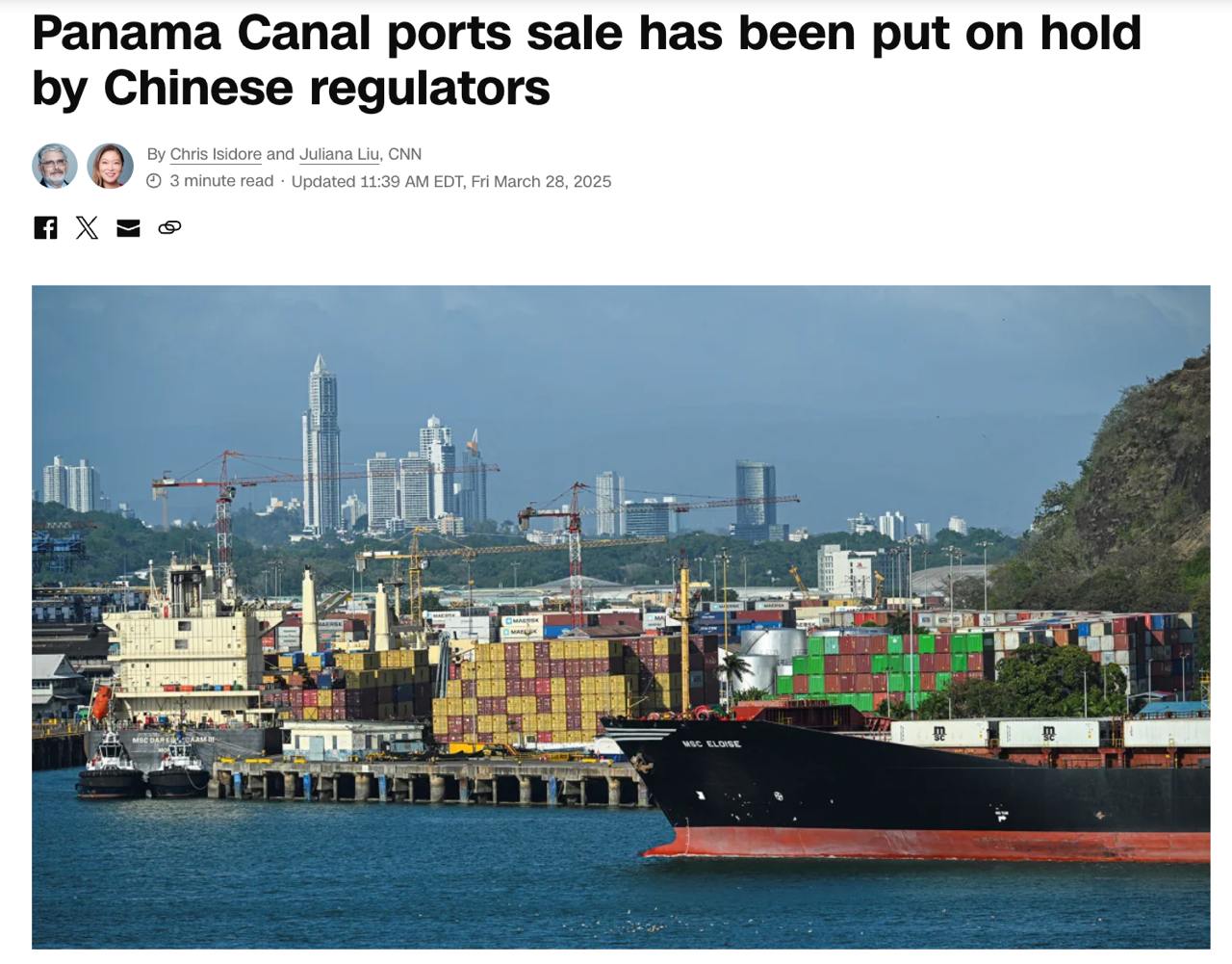 Снимок заголвока на cnn.com