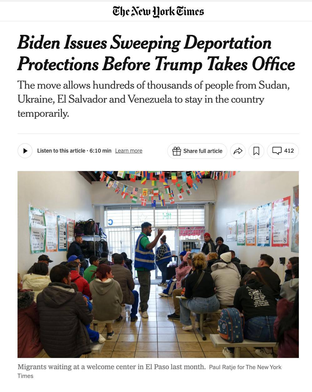 Снимок заголовка на nytimes.com