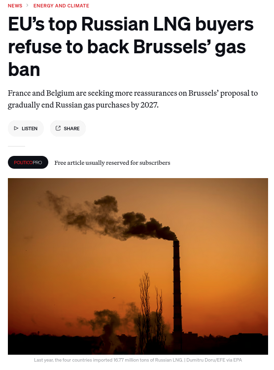 Снимок заголовка на politico.com