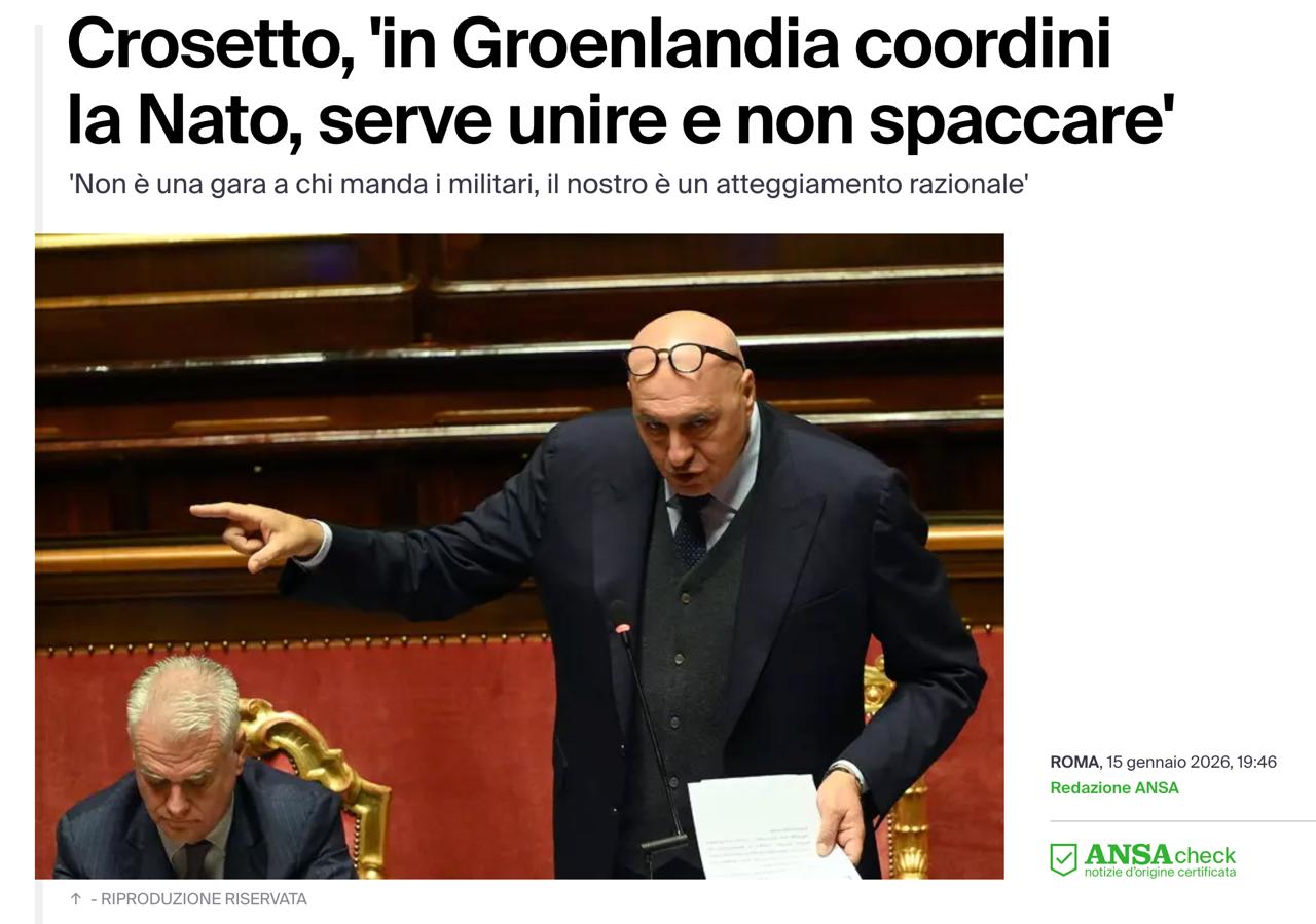 Снимок заголовка на ansa.it -